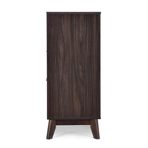 English Elm Christopher Knight Home® - CABINET mid-century modern faux wood storage console with splayed legs, drawers & cubby shelves Wenge 67351.00WENG