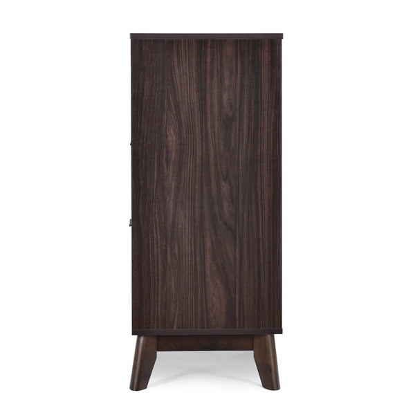 English Elm Christopher Knight Home® - CABINET mid-century modern faux wood storage console with splayed legs, drawers & cubby shelves Wenge 67351.00WENG