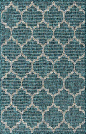 Unique Loom Teal Outdoor Trellis Rug - Geometric Design For Patios And Decks, Stylish And Durable Solution Teal  3152084-unique-loom