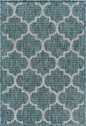 Unique Loom Teal Outdoor Trellis Rug - Geometric Design For Patios And Decks, Stylish And Durable Solution Teal  3152085-unique-loom