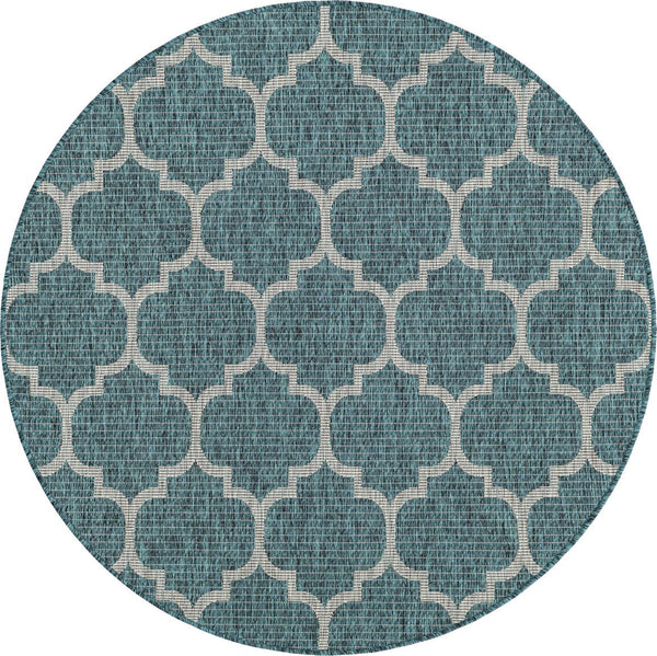 Unique Loom Teal Outdoor Trellis Rug - Geometric Design For Patios And Decks, Stylish And Durable Solution Teal  3152087-unique-loom