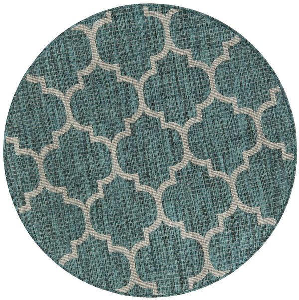 Unique Loom Teal Outdoor Trellis Rug - Geometric Design For Patios And Decks, Stylish And Durable Solution Teal  3152088-unique-loom