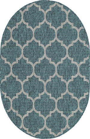 Unique Loom Teal Outdoor Trellis Rug - Geometric Design For Patios And Decks, Stylish And Durable Solution Teal  3152094-unique-loom