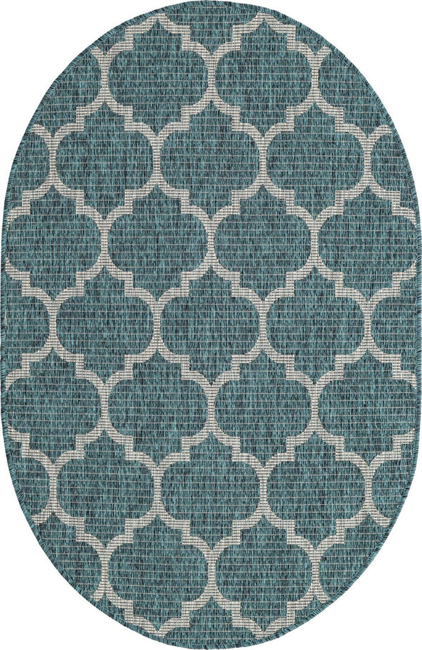 Unique Loom Teal Outdoor Trellis Rug - Geometric Design For Patios And Decks, Stylish And Durable Solution Teal  3152094-unique-loom