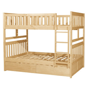 English Elm Bunk Bed Twin Over Full Solid Pine Frame with Guard Rails for Youth Bedroom B011S02417