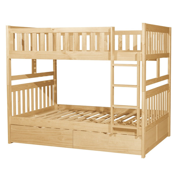 English Elm Bunk Bed Twin Over Full Solid Pine Frame with Guard Rails for Youth Bedroom B011S02417