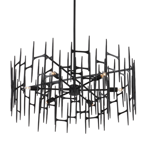 Attingham Black Chandelier - Striking Wrought Iron Design, Adjustable Height, Industrial Elegance
