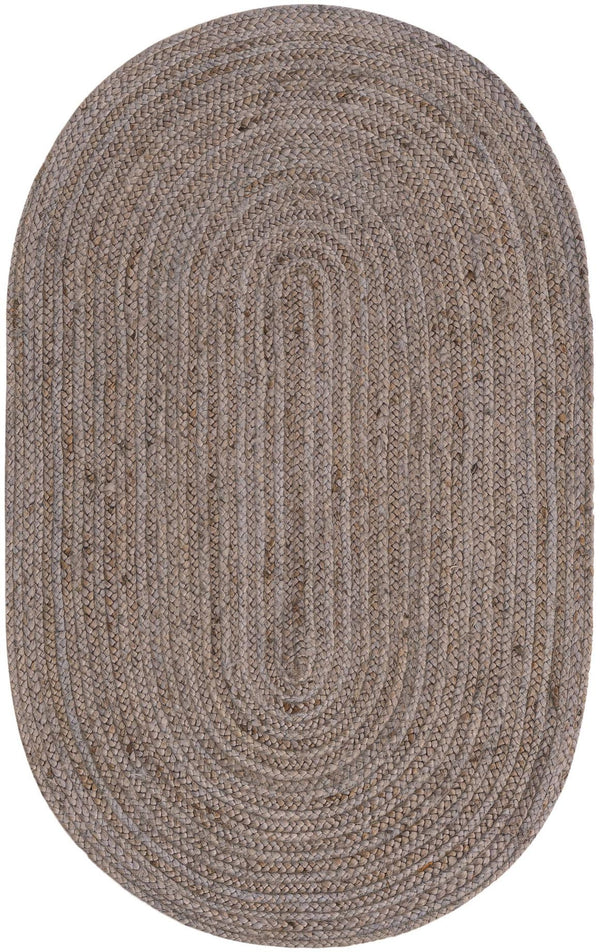 Unique Loom Navy Braided Jute Oval Rug - Stylish 3x5 Textured Accent For Living Rooms And Bedrooms Decor Gray  3153081-unique-loom
