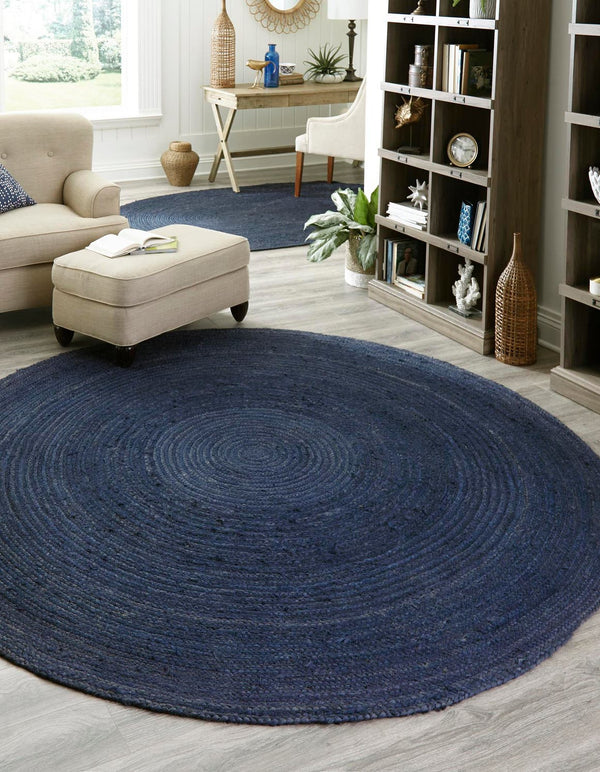 Unique Loom Navy Braided Jute Oval Rug - Stylish 3x5 Textured Accent For Living Rooms And Bedrooms Decor Navy,Blue  3153097-unique-loom