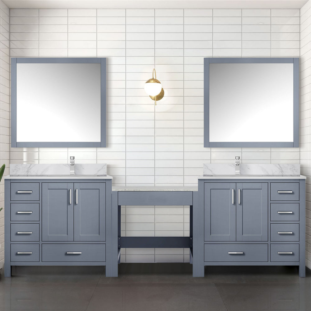 English Elm Dark Grey Double Bath Vanity With Carrara Marble Top & Chrome Faucets - Luxurious Storage Solution B2731S01185
