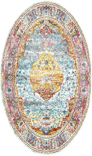 Unique Loom Light Baracoa Rug - 4' Square, Serene Coastal Design For Indoor And Outdoor Spaces, Durable Quality Blue  3153470-unique-loom