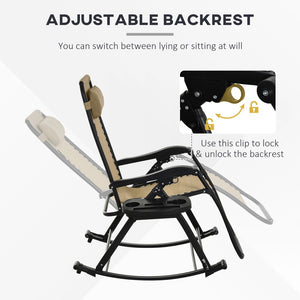 English Elm Outsunny 2-Piece Zero Gravity Rocking Chairs Set With Cup Holder & Pillow – Foldable, Portable Comfort W2225P174343-GIGA