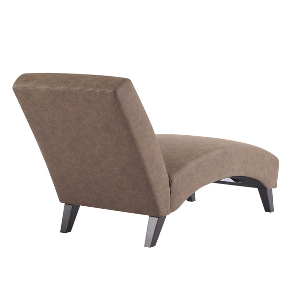 English Elm Christopher Knight Home® - FINLAY Curved KD Chaise Lounge Dark Coffee PU Leather Birch Wood Legs — Contemporary Comfort 62" N776P298861C