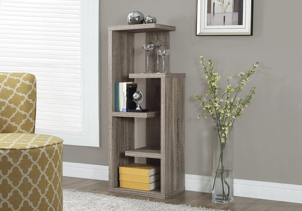 English Elm Bookshelf, 4-Tier Taupe Laminate Bookcase with 5 Open Display Shelves, Modern Clean Lines Decor B2710P219045