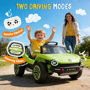 English Elm 12v Licensed Volkswagen Beetle Ride on Car with Remote Control and Suspension for Kids Green W1578P418186