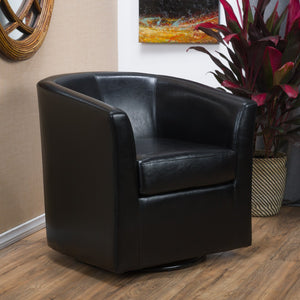English Elm Swivel Barrel Club Chair Upholstered 360 Degree Base for Living Room Reading Nook Black 57685.00