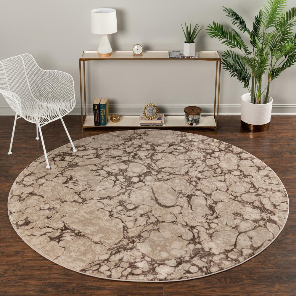 Unique Loom Gray Oasis Round Rug - 4' Plush Design For Tranquil Spaces In Living Rooms, Bedrooms & Nooks Blue  3154334-unique-loom