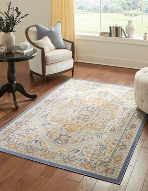 Unique Loom French Blue 5' Round Whitney Rug - Elegant Design Enhancing Your Living Space With Vibrant Charm Sky Blue  3154861-unique-loom