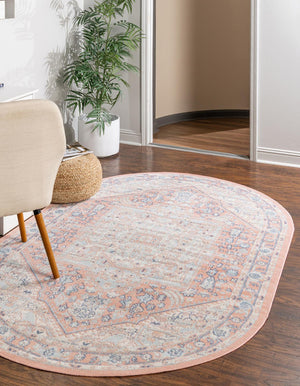 Unique Loom French Blue 5' Round Whitney Rug - Elegant Design Enhancing Your Living Space With Vibrant Charm Pink  3154874-unique-loom
