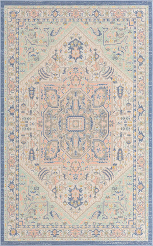 Unique Loom French Blue 5' Round Whitney Rug - Elegant Design Enhancing Your Living Space With Vibrant Charm Multi  3154891-unique-loom