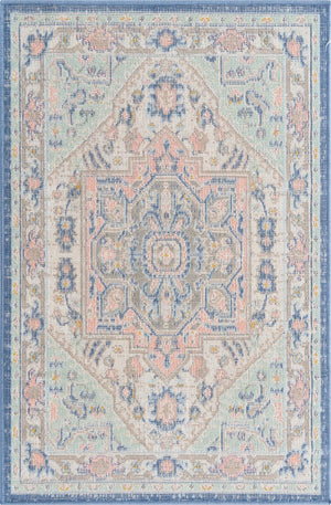 Unique Loom French Blue 5' Round Whitney Rug - Elegant Design Enhancing Your Living Space With Vibrant Charm Multi  3154897-unique-loom