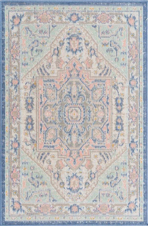 Unique Loom French Blue 5' Round Whitney Rug - Elegant Design Enhancing Your Living Space With Vibrant Charm Multi  3154897-unique-loom