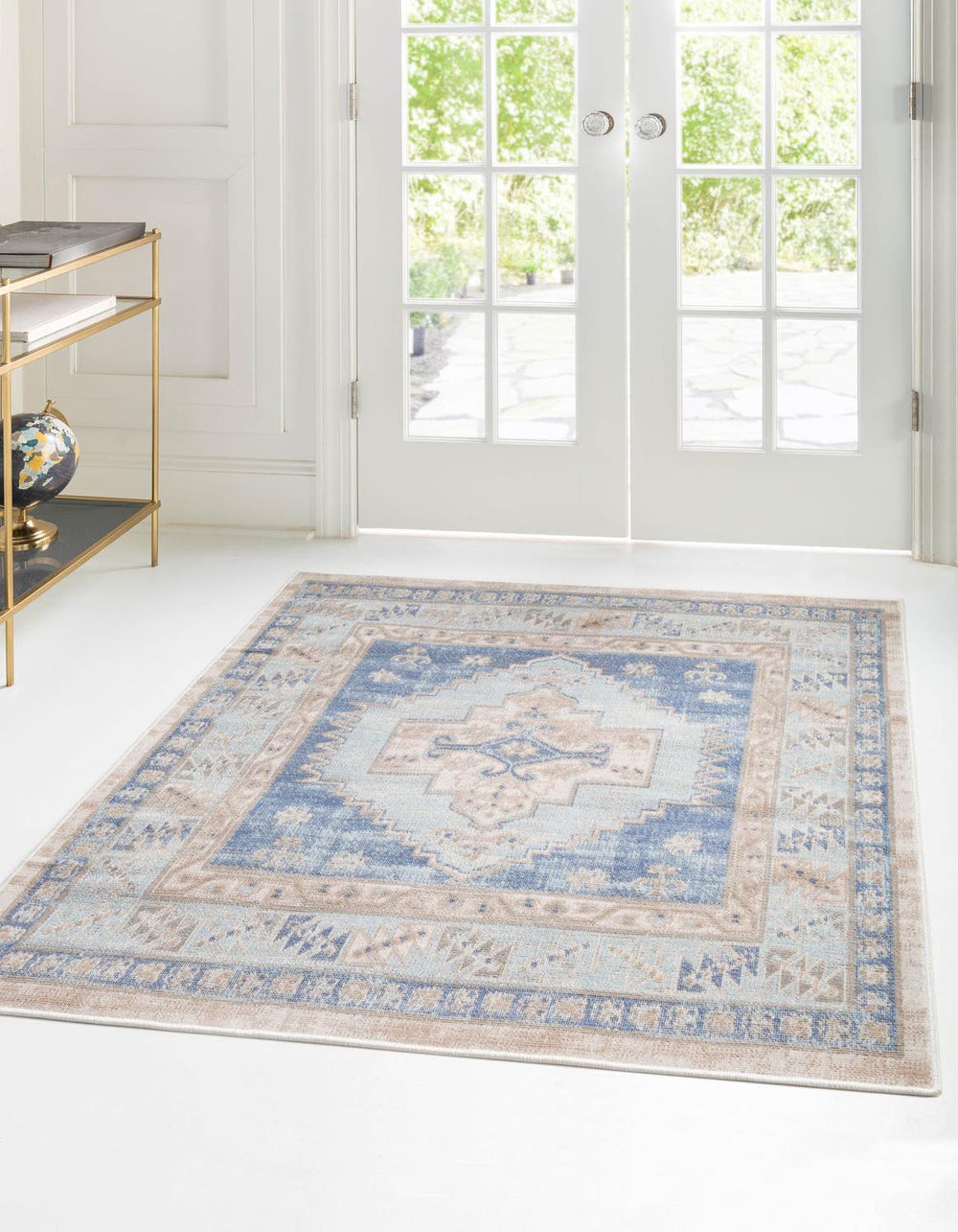 Unique Loom French Blue Octagon Rug – Elegant 5' Round Design For Modern & Traditional Home Decor Accents Sky Blue  3165463-unique-loom