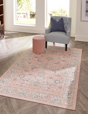 Unique Loom French Blue Round Rug From Whitney Collection - Vibrant Accent For Modern And Traditional Spaces Pink  3154999-unique-loom