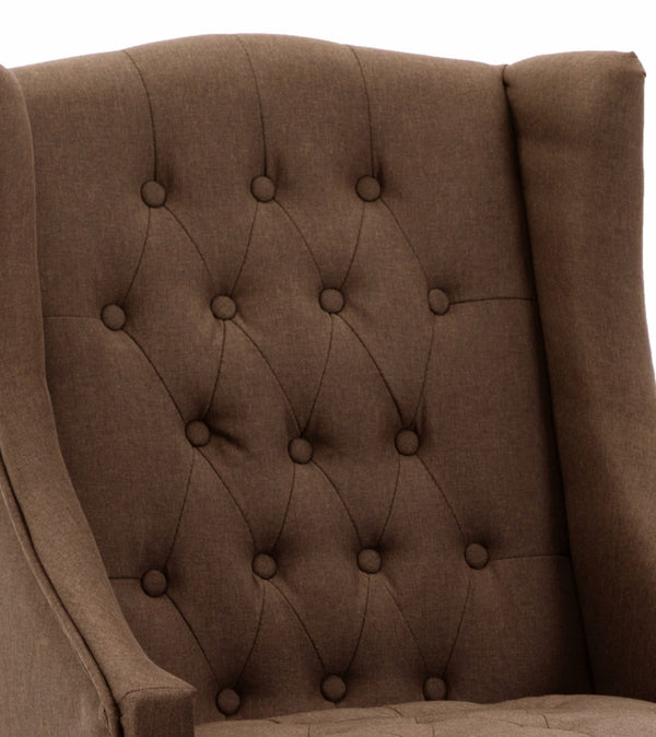 English Elm 1pc Wingback Accent Chair Diamond Tufted Polyester Upholstery Parlor Inspired Seating Chocolate B011P202554