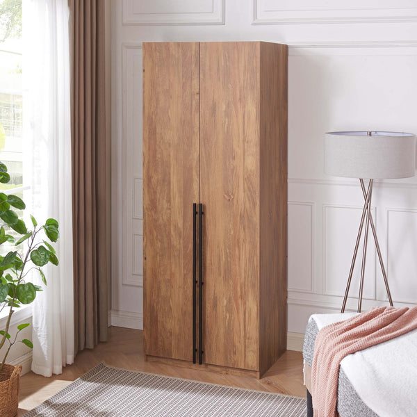 English Elm Lee 32" Space-Saving Wardrobe Closet In Golden Brown – Stylish Storage With Soft-Close Drawers & More! B365S00130