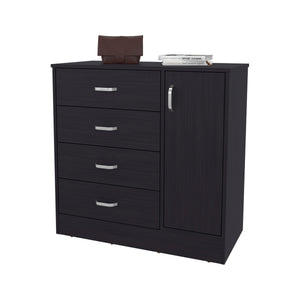 English Elm Wenge Modern 4-Drawer Dresser with Side Cabinet for Organized Storage, Rich Wenge Finish Elegance B062P373790