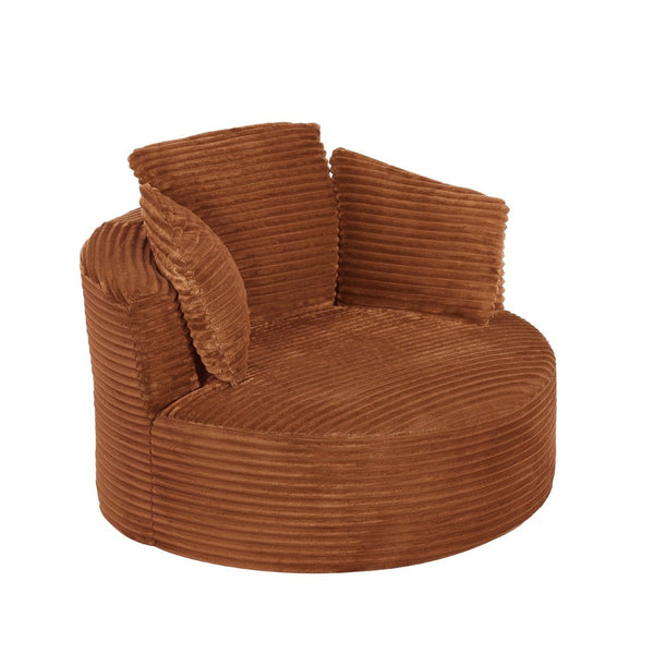 English Elm Compressible Corduroy Round Accent Chair Pocket Spring Cushioned Backrest for Apartments Orange W2339P461262