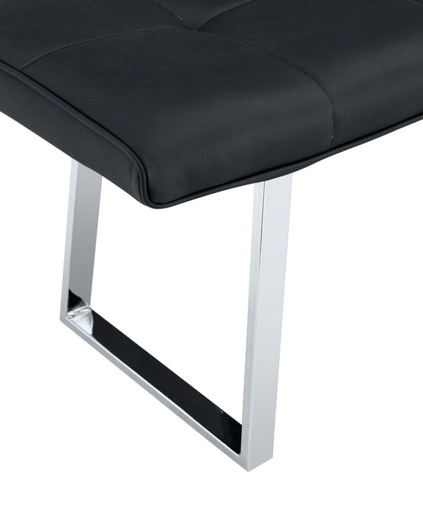 English Elm Dining Bench Faux Leather Upholstered Seat with Arched Metal Legs for Modern Interiors W3493P449289