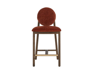 Sunpan ORABELL Counter Stool - Sculptural Mid-Century Design with Rich Opera Spice Upholstery & Brass Accents 112413