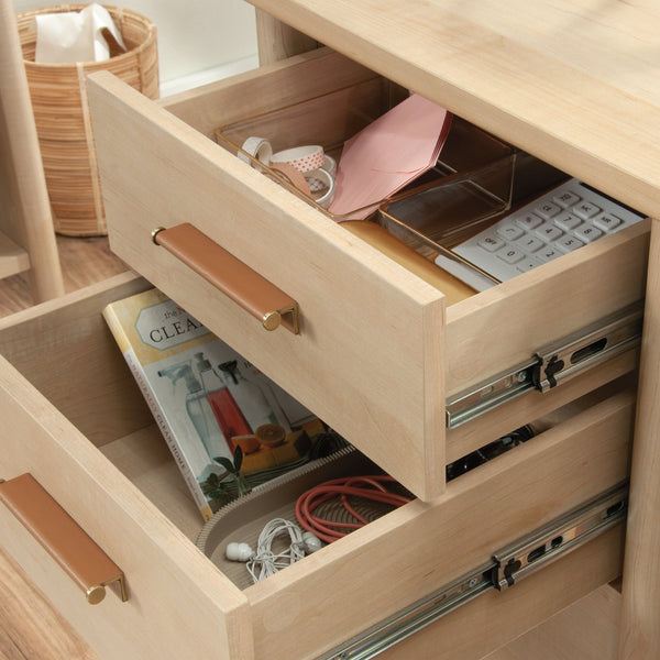 English Elm Computer Desk - Compact Brown Design With Storage Drawers For Home Office Or Study Space Solutions B356P402785