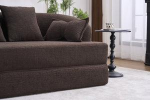 English Elm (old Sku W2231p392100) Chenille Sleeper Sofa Foldable Convertible Loveseat with Four Pillows Brown W2231P466739