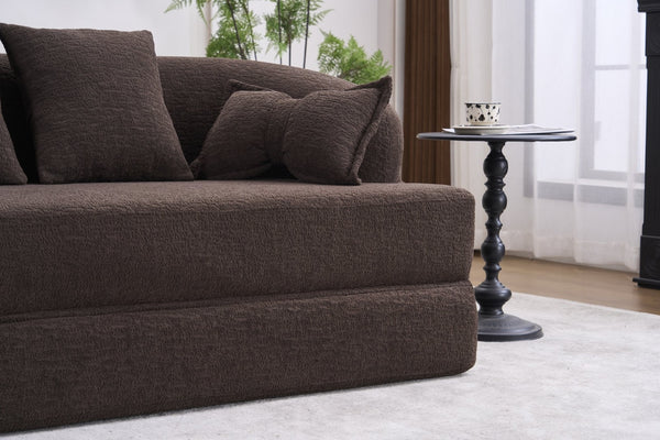 English Elm (old Sku W2231p392100) Chenille Sleeper Sofa Foldable Convertible Loveseat with Four Pillows Brown W2231P466739