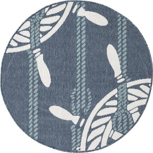 Unique Loom Ivory 2' X 8' Outdoor Coastal Runner Rug – Perfect For Beach-inspired Decor And Walkways Navy,Blue  3157736-unique-loom