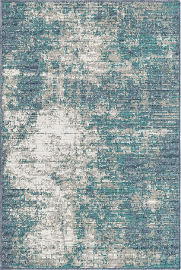 Unique Loom Ivory 2' X 8' Outdoor Coastal Runner Rug – Perfect For Beach-inspired Decor And Walkways Blue  3157742-unique-loom