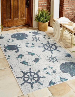 Unique Loom Ivory 2' X 8' Outdoor Coastal Runner Rug – Perfect For Beach-inspired Decor And Walkways Ivory  3157762-unique-loom