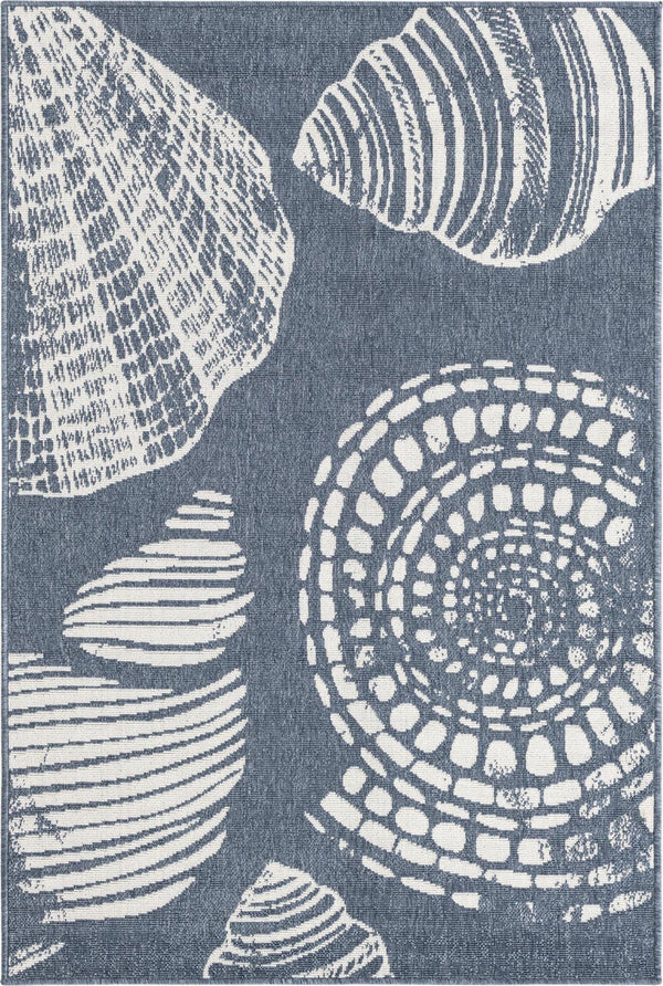 Unique Loom Navy Coastal Outdoor Area Rug - Durable 4' X 6' Design In Deep Blue Hues For Patios And Decks Navy,Blue  3157812-unique-loom