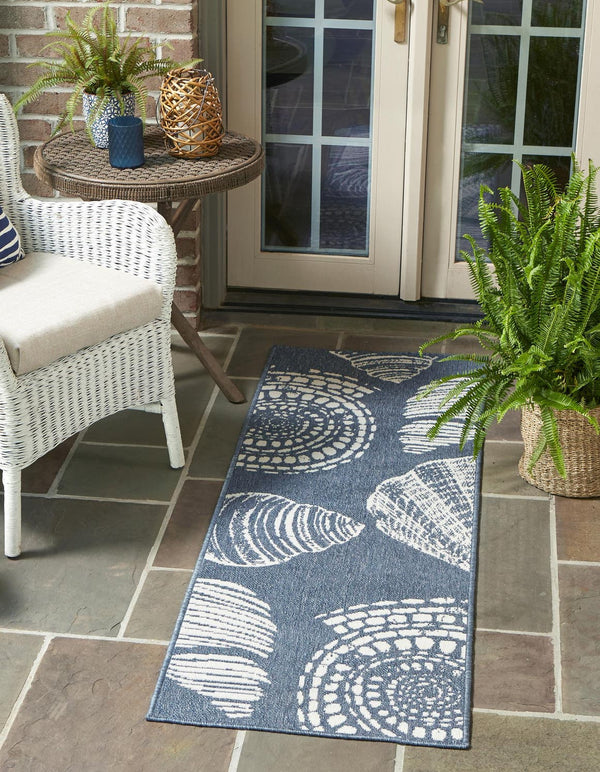 Unique Loom Navy Coastal Outdoor Area Rug - Durable 4' X 6' Design In Deep Blue Hues For Patios And Decks Navy,Blue  3157818-unique-loom