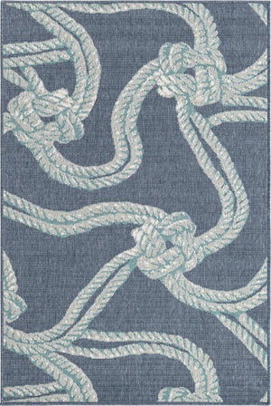 Unique Loom Navy Coastal Outdoor Area Rug - Durable 4' X 6' Design In Deep Blue Hues For Patios And Decks Navy,Blue  3157832-unique-loom