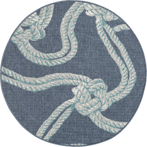 Unique Loom Navy Coastal Outdoor Area Rug - Durable 4' X 6' Design In Deep Blue Hues For Patios And Decks Navy,Blue  3157836-unique-loom