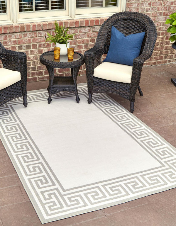 Unique Loom Navy Coastal Outdoor Area Rug - Durable 4' X 6' Design In Deep Blue Hues For Patios And Decks Ivory  3157862-unique-loom