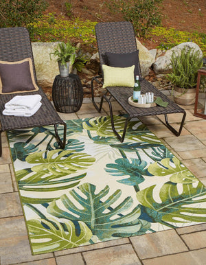 Unique Loom Multi Vibrant 2' X 3' Outdoor Botanical Rug - Lively Nature-inspired Design For Patios & Gardens Green  3157920-unique-loom