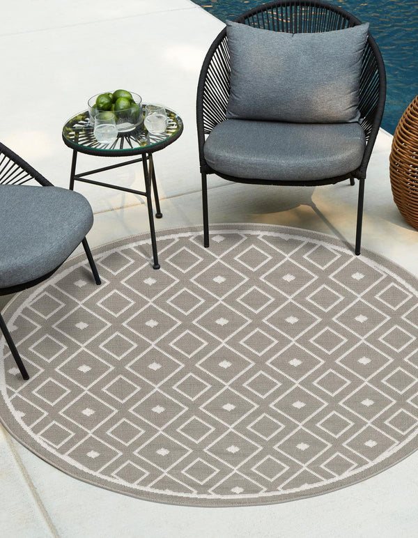 Unique Loom Gray Outdoor Trellis Rug - Modern Elegance For Your Patio, Weather-resistant Design, 4' X 6' Size Gray  3157990-unique-loom