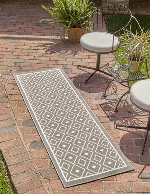 Unique Loom Gray Outdoor Trellis Rug - Modern Elegance For Your Patio, Weather-resistant Design, 4' X 6' Size Gray  3157993-unique-loom