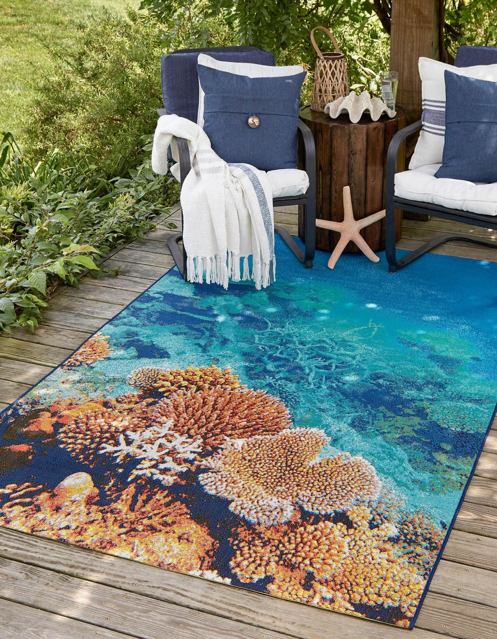 Unique Loom Multi Outdoor Coastal Rug - Vibrant, Weather-resistant Design Perfect For Stylish Patios & Decks Multi  3157972-unique-loom