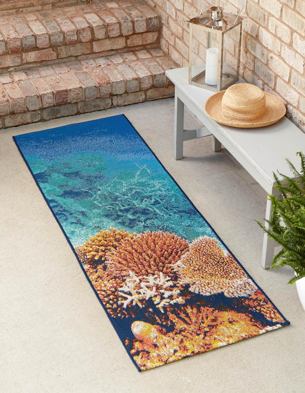 Unique Loom Multi Outdoor Coastal Runner - Vibrant 2' X 6' Rug To Brighten Up Your Entryway And Walkways Multi  3158003-unique-loom